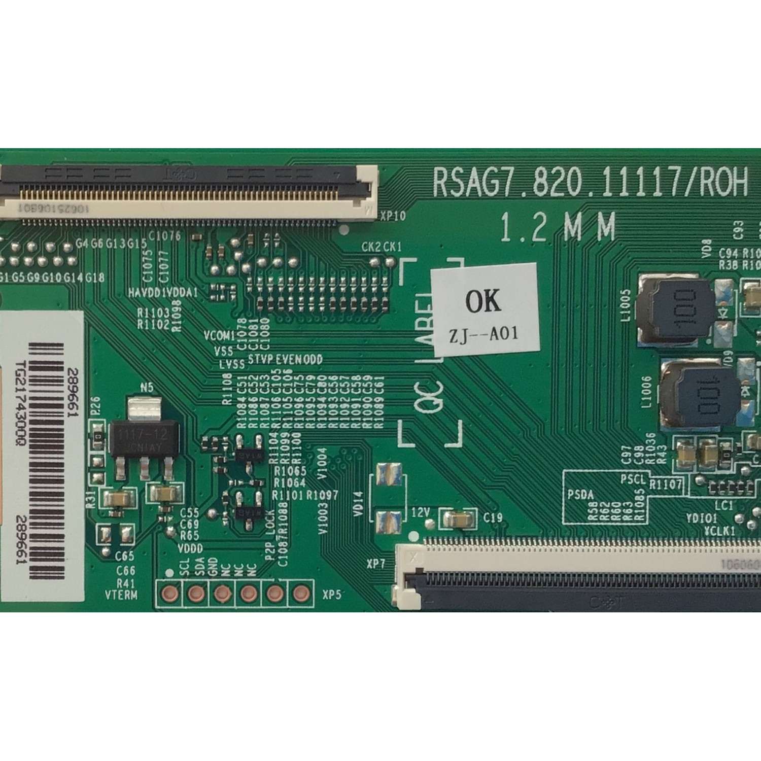 T-CON PARA TV HISENSE / NUMERO DE PARTE 289661 / RSAG7.820.11117/ROH / PANEL HD650Y1U72-T0L6\S0\GM\ROH / DISPLAY HV650QUB-F70 / MODELO 65R7G5 - Imagen 2